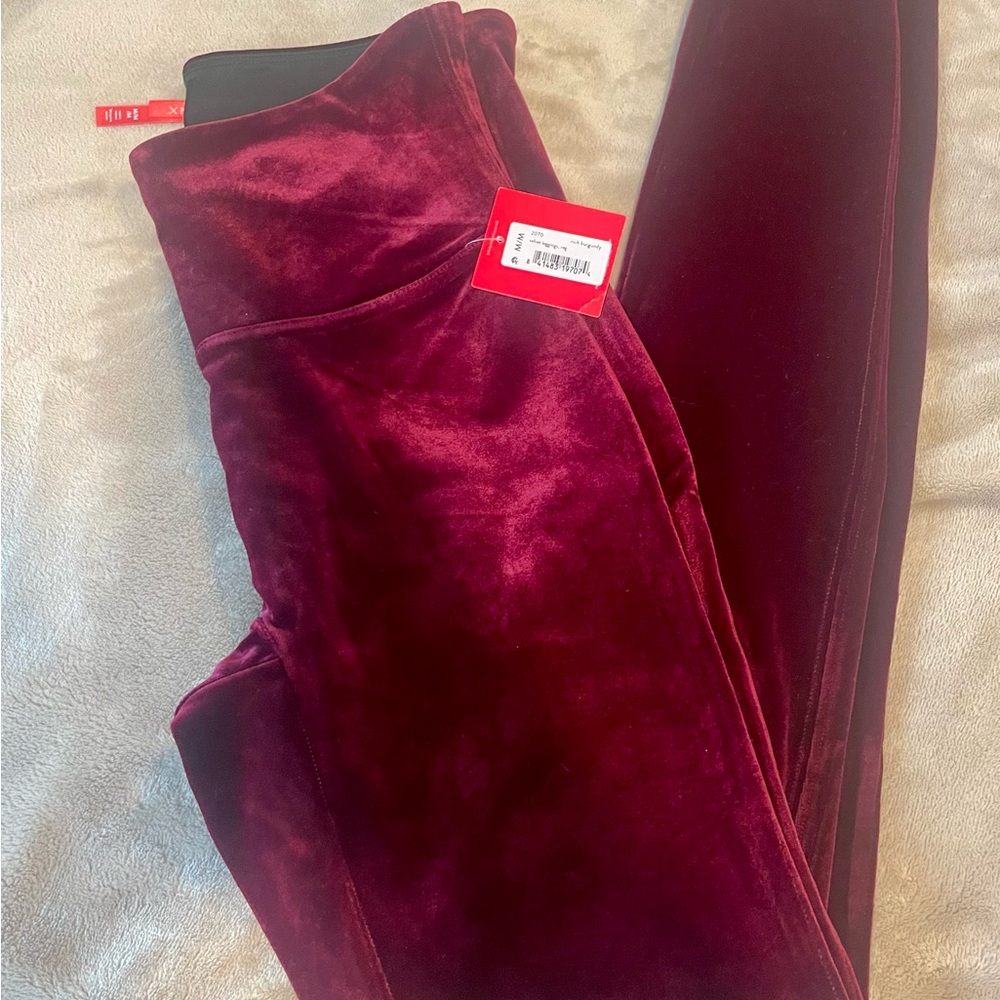 Spanx Velvet Burgundy Leggings - Picture 3 of 3